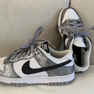 Nike Gray and White Sneakers with Metallic Finish